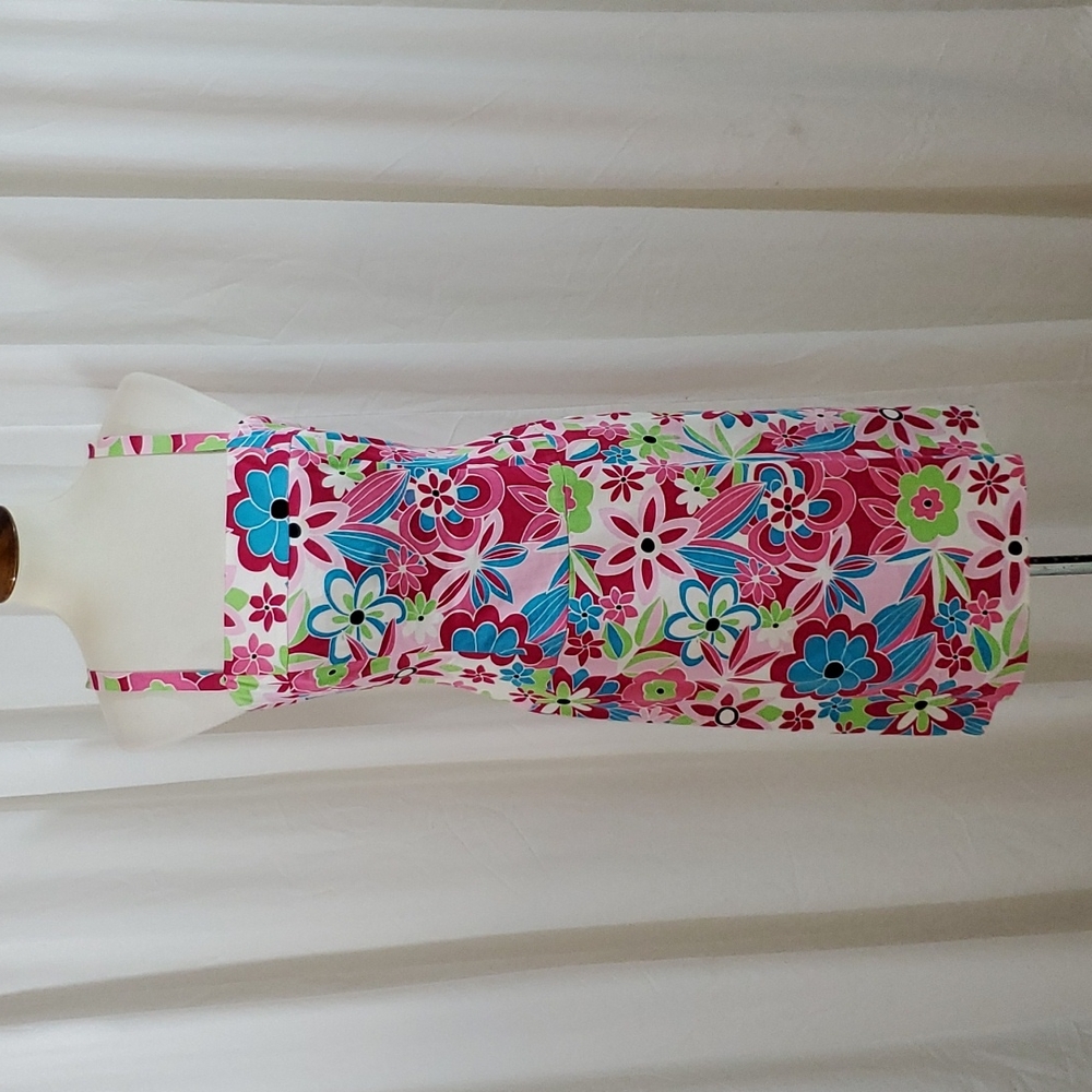 ANTONIO MELANI Pink Floral Print Sundress with Blue & Green Accents